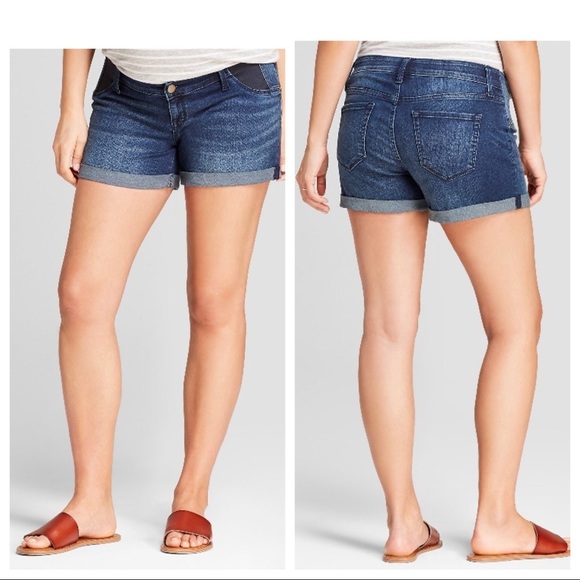 Isabel Maternity by Ingrid & Isabel Pants - Isabel Maternity Distressed Denim Jean Shorts 14